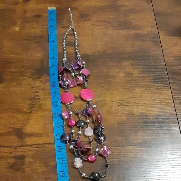 Elegant Handmade Pink and Purple Beaded Necklace - Picture 8 of 8